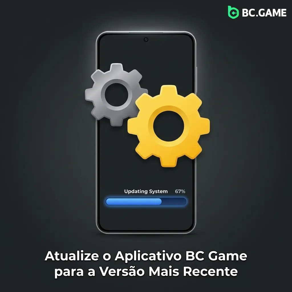 Atualização do aplicativo BC Game no Android com notificação de nova versão disponível para download e instalação