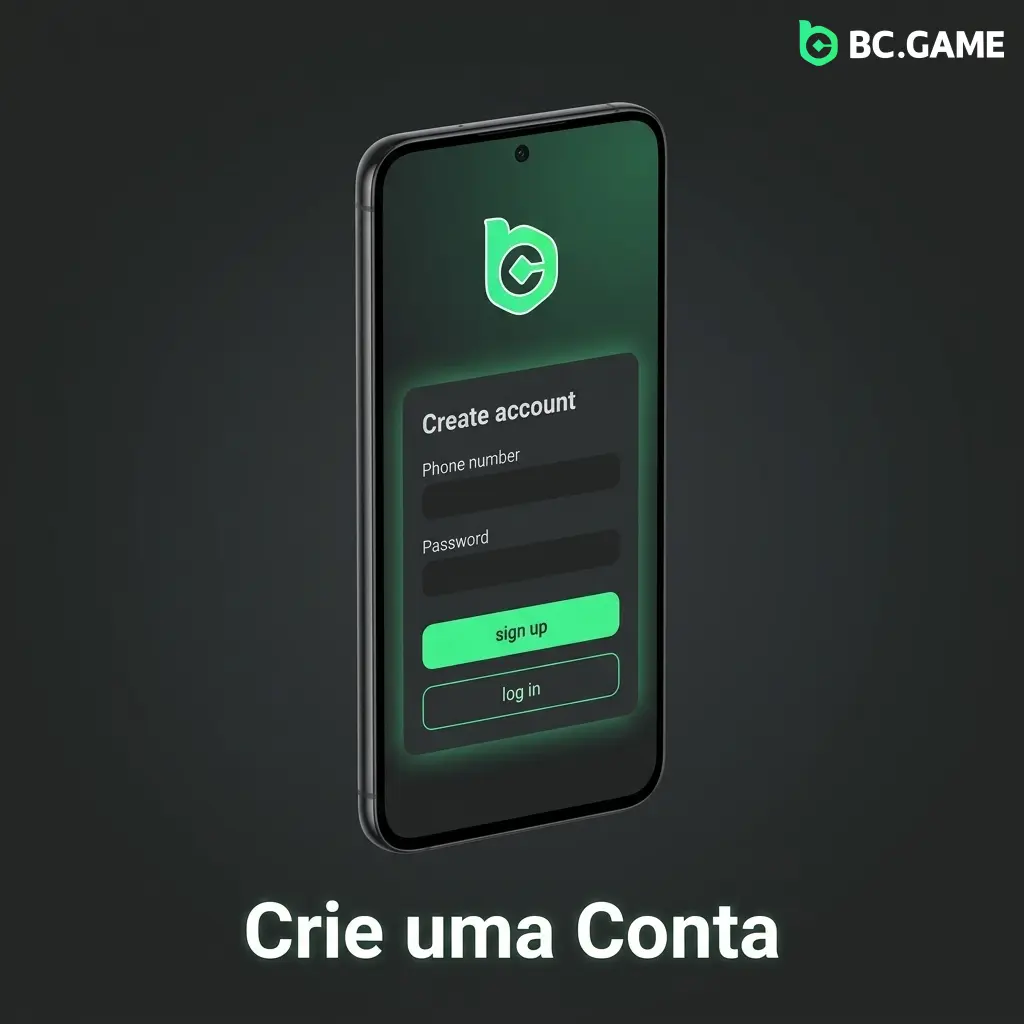 Tela de cadastro da BC Game com campos de e-mail e senha para criar uma nova conta na plataforma
