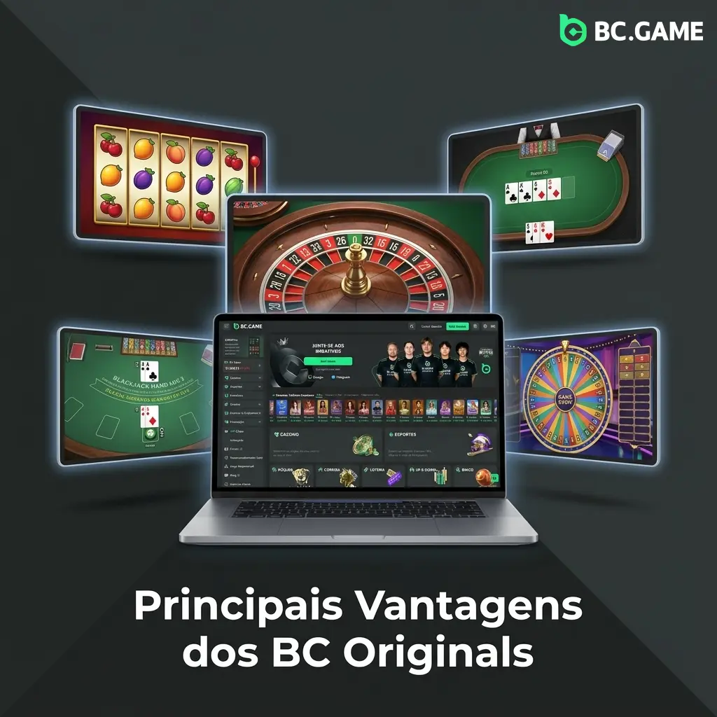 Vantagens dos BC Originals: RTP 99%, provably fair, apostas a partir de 0,01 USD e suporte a 60+ criptomoedas