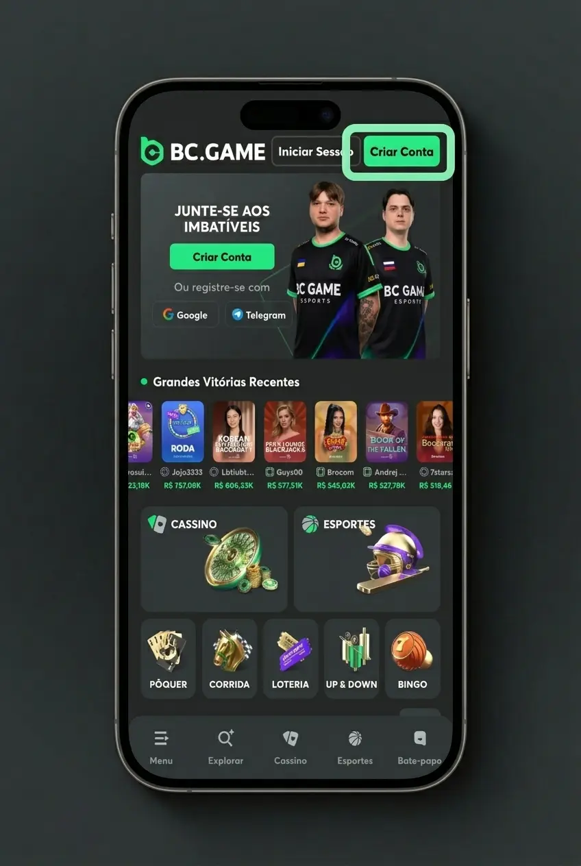 Passo a passo para se cadastrar na BC Game com e-mail, telefone ou login social