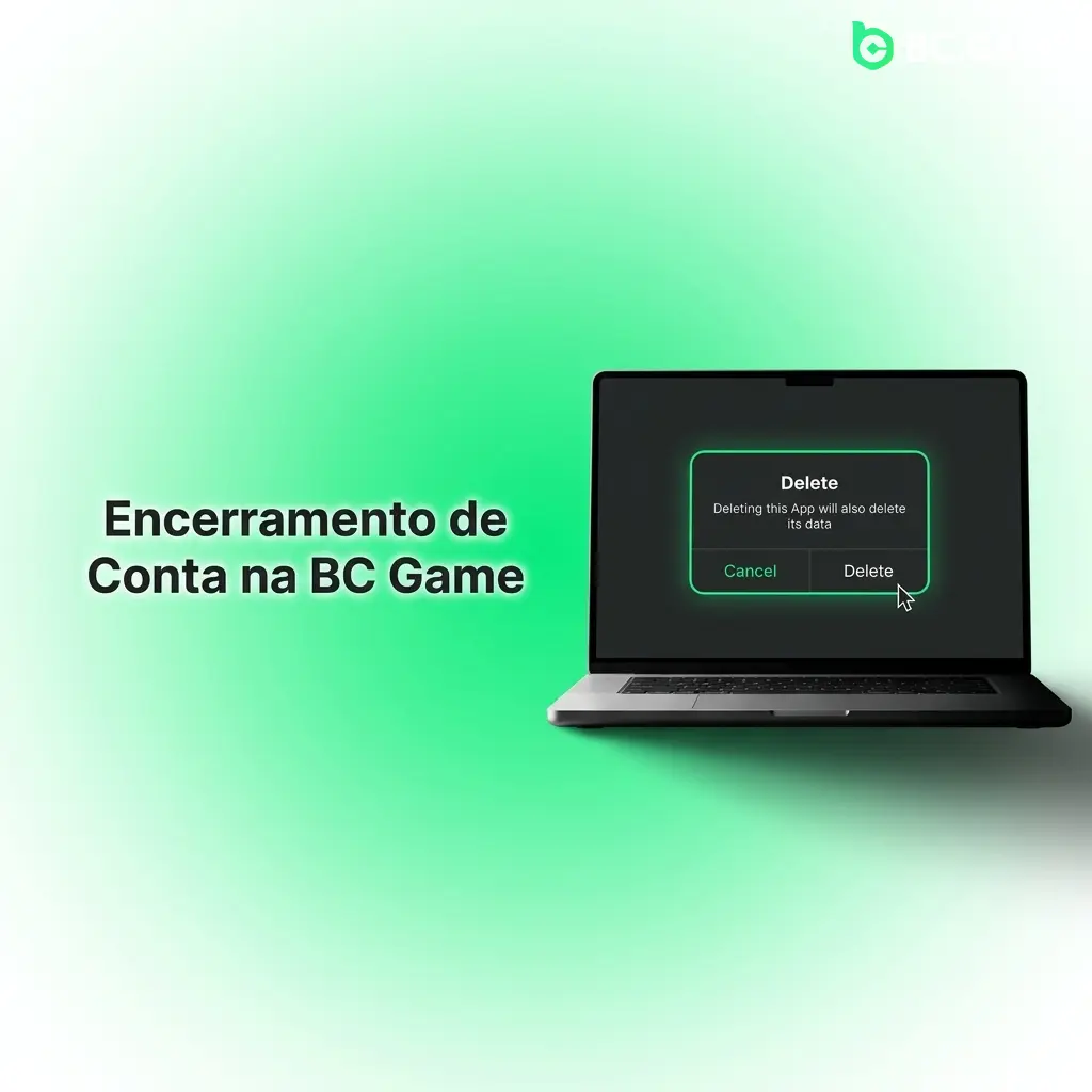 Jogador acessando configurações para encerramento de conta na BC Game com opções de suporte e exclusão